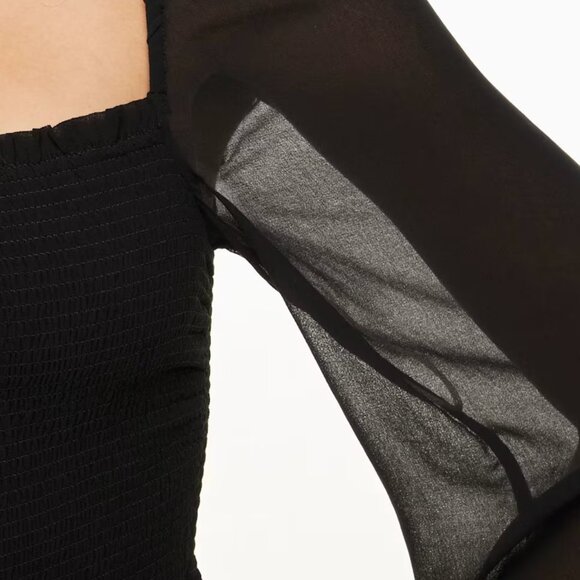 ARITZIA - WILFRED - New Tempest Smocked Chiffon Dress - Black - M - Picture 5 of 12